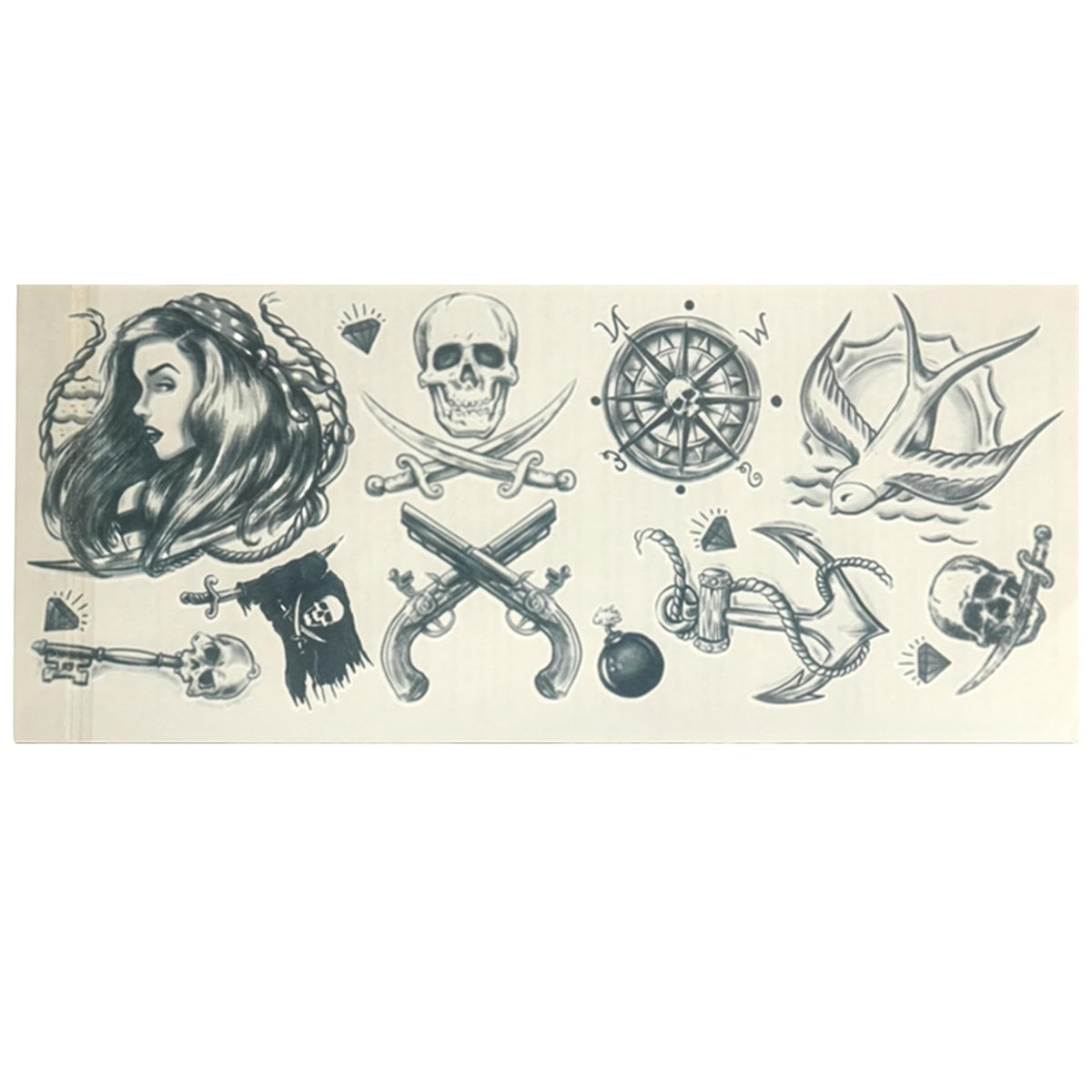 Tinsley Transfers Pirate Buccaneer Temporary Tattoo Kit, Standard