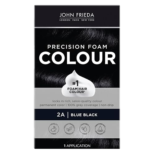 John Frieda Precision Foam Colour, Blue Black 2A, Full-coverage Hair Color Kit, Anti-Fade Gray Coverage, Deep Color Saturation Hair Dye, 1 Application Beauty & Personal Care John Frieda