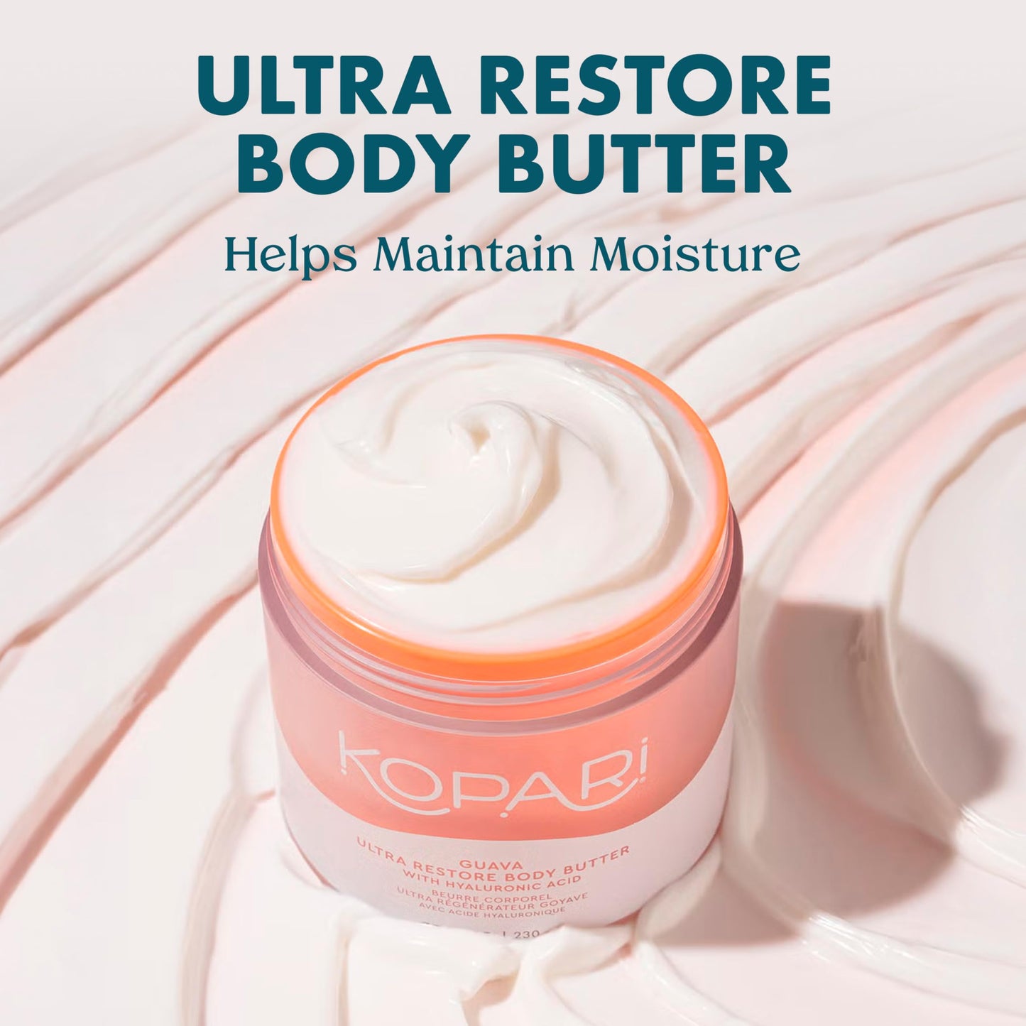 Kopari Ultra Restore Body Butter, Whipped Lightweight Formula, Hyaluronic Acid & Mango Seed Butter, Deep & Long-Lasting Moisture, Guava 7.7 oz Beauty & Personal Care Kopari