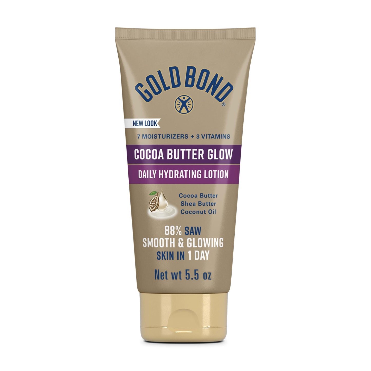 Gold Bond Cocoa Butter Glow Daily Hydrating Lotion with Shea Butter, Cocoa Butter & Coconut Oil, Exfoliating Moisturizer for Dry Skin, 5.5 oz. Beauty & Personal Care Gold Bond