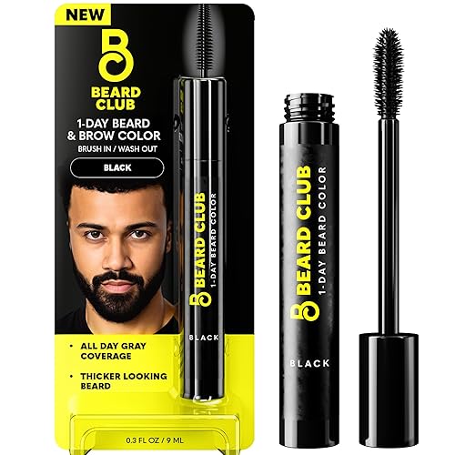 The Beard Club 1 Day Temporary Beard Dye for Men - Black Beard, Mustache & Eyebrow Color for a Fuller, Well-Defined Look, Water & Sweat Resistant, Up Beauty & Personal Care The Beard Club
