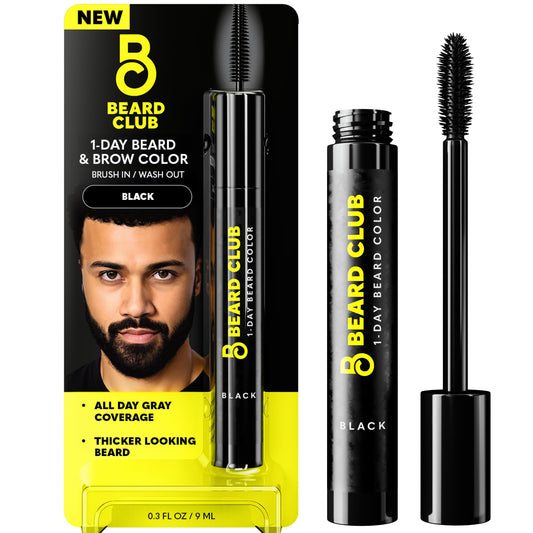 The Beard Club 1 Day Temporary Beard Dye for Men - Black Beard, Mustache & Eyebrow Color for a Fuller, Well-Defined Look, Water & Sweat Resistant, Up Beauty & Personal Care The Beard Club