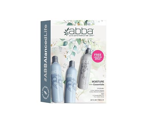 ABBA - Pure Moisture Essentials Value Trio - Shampoo, Conditioner & Bonus All-In-One Leave-In Spray - Hydrating & Nourishing - Olive Butter Beauty & Personal Care ABBA