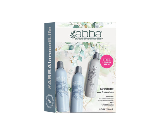 ABBA - Pure Moisture Essentials Value Trio - Shampoo, Conditioner & Bonus All-In-One Leave-In Spray - Hydrating & Nourishing - Olive Butter Beauty & Personal Care ABBA
