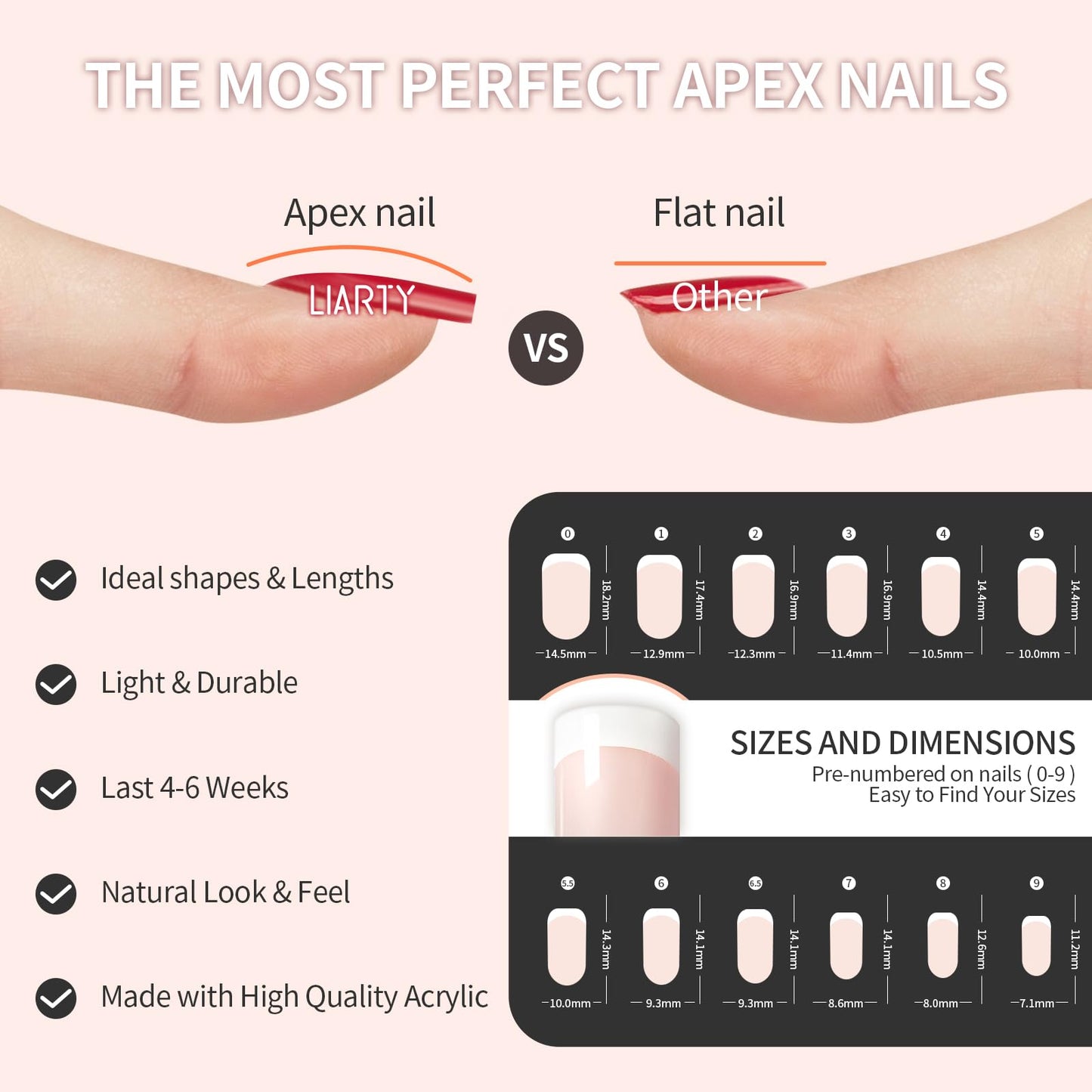 LIARTY 240 Pcs Natural French Short False Nails 12 Size Acrylic Full Cover Nails with Simple Case Press on(240Pcs) Beauty & Personal Care LIARTY