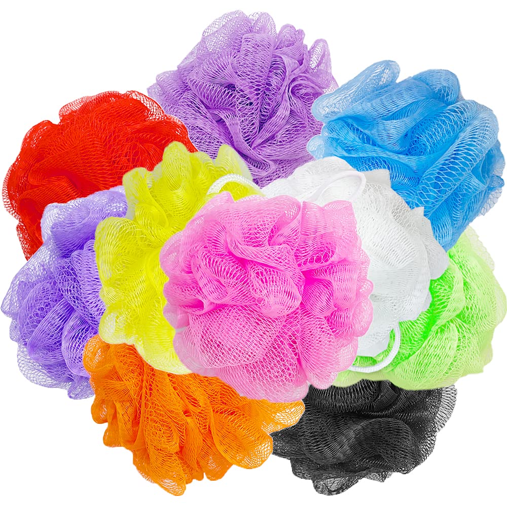 10 Pcs Bath Loofah Shower,Small Mesh Sponge Pouf Colorful Exfoliating Scrubber for Kids Women Men Body Wash,Random Color Beauty & Personal Care Cshangzei