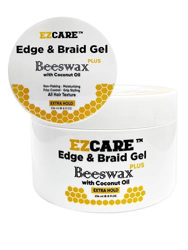 EZCARE Edge & Braid Gel, Beeswax Plus, Coconut Oil/All Hair Texture/Extra Hold (8 fl oz.), Clear Beauty & Personal Care EZCARE