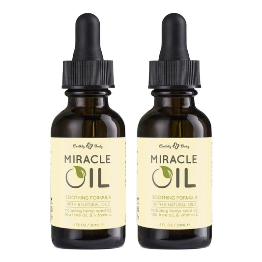Earthly Body Miracle Oil, 1 fl. oz. - 2 Pack - 100% Natural Tea Tree Oil, Hemp Seed Oil & Vitamin E - Moisturizer, Calms Skin Irritations, Helps Beauty & Personal Care Earthly Body