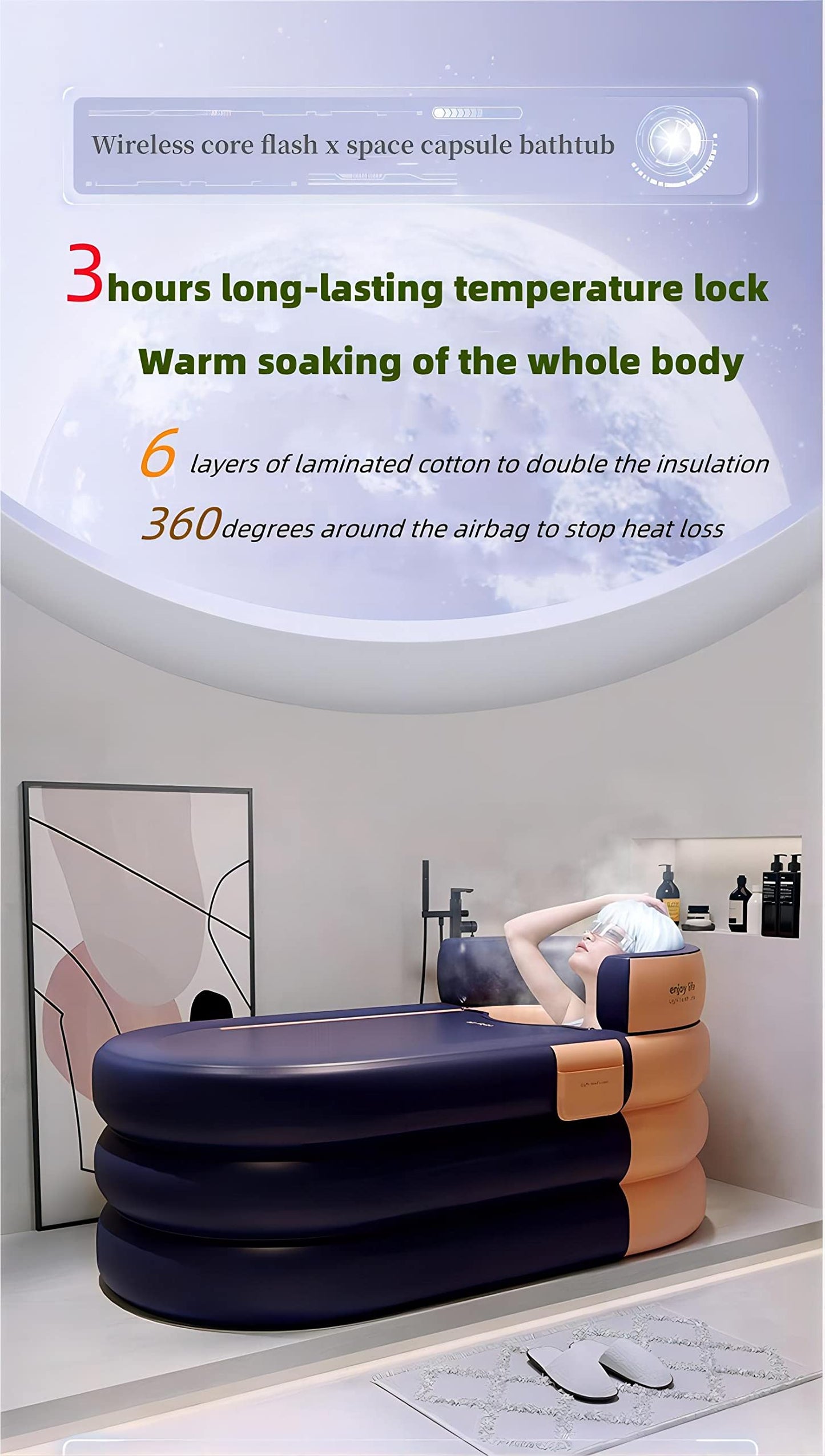 Inflatable adult bathtub with electric air pump,Suitable for hot water bath & ice bath(grapefruit tangerine) Beauty and Personal Care Totalral