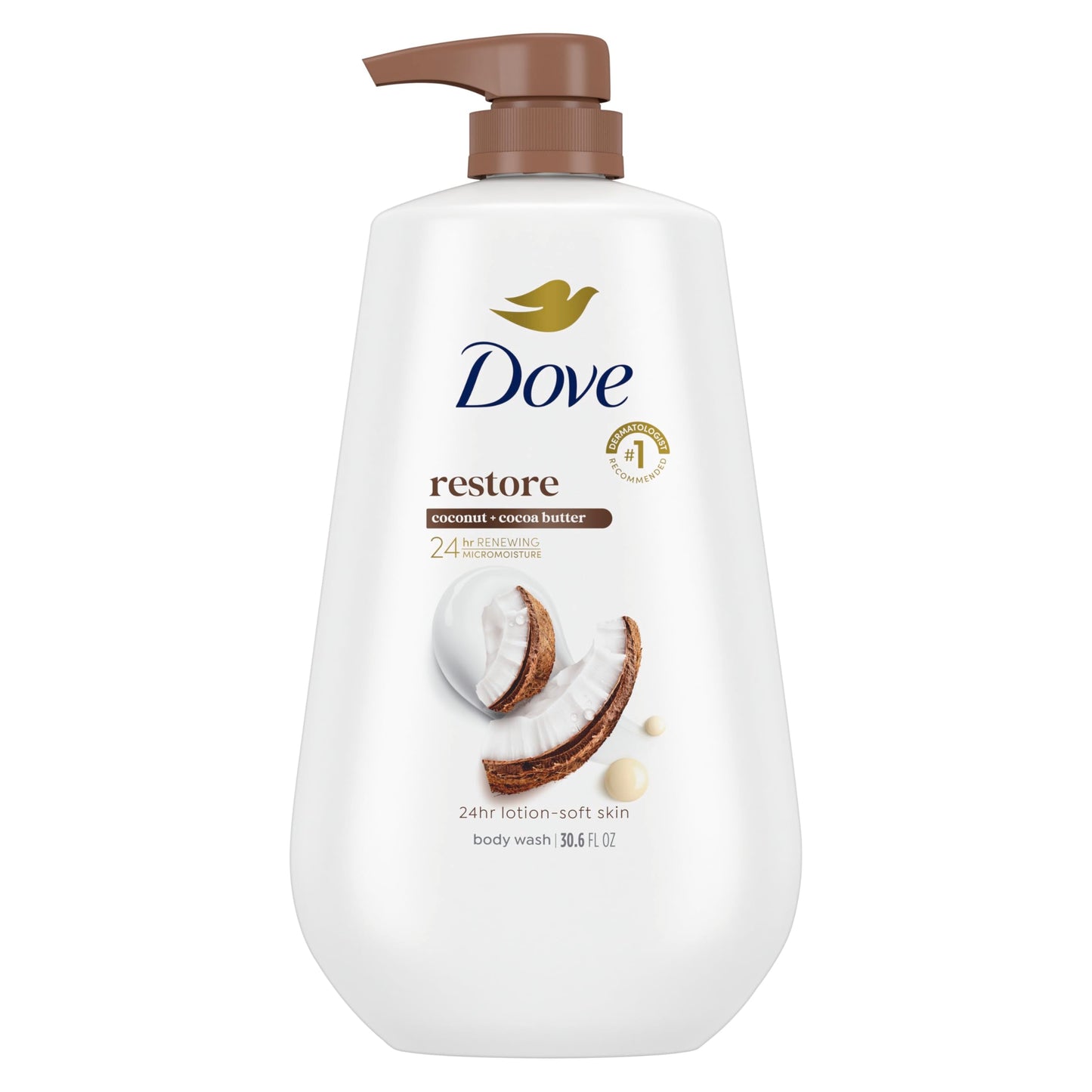 Dove Body Wash with Pump Restore Coconut & Cocoa Butter for 24hr Lotion-Soft Skin Moisturizing Skin Cleanser with No Sulfates No Parabens 30.6 Oz Beauty & Personal Care Dove