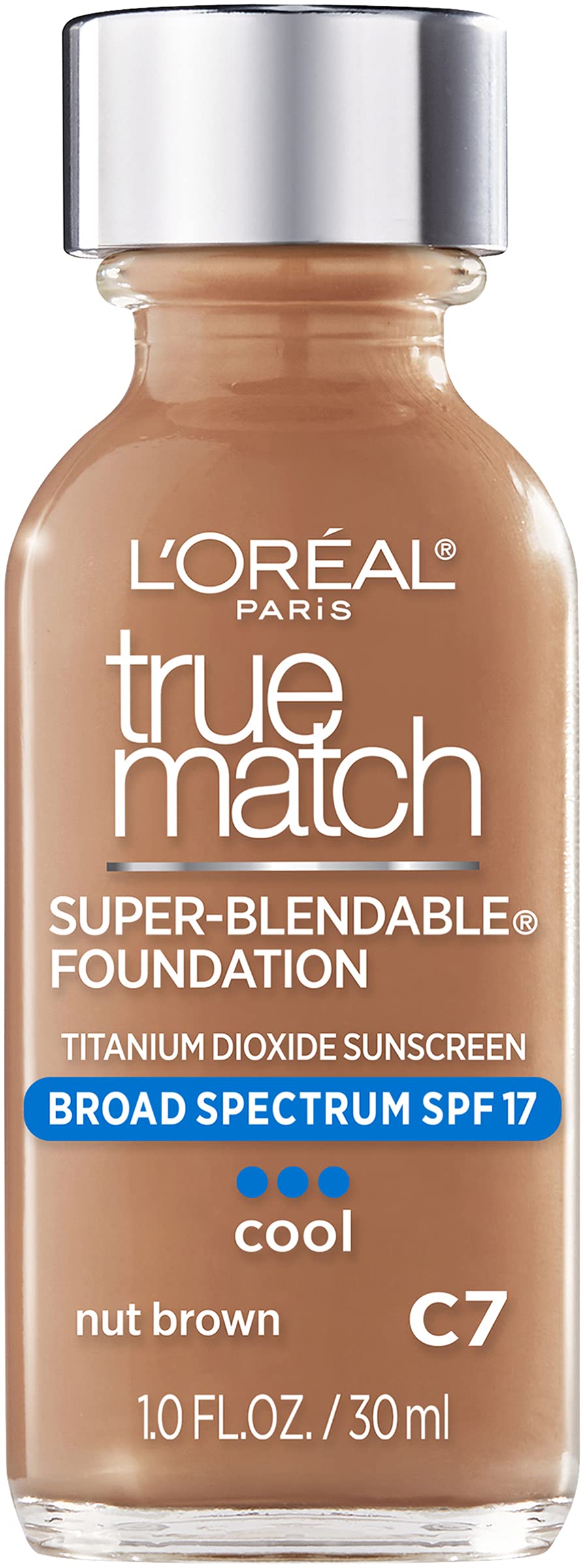 L’Oréal Paris Makeup True Match Super-Blendable Liquid Foundation, Nut Brown C7, 1 Fl Oz,1 Count Beauty & Personal Care L'Oreal Paris