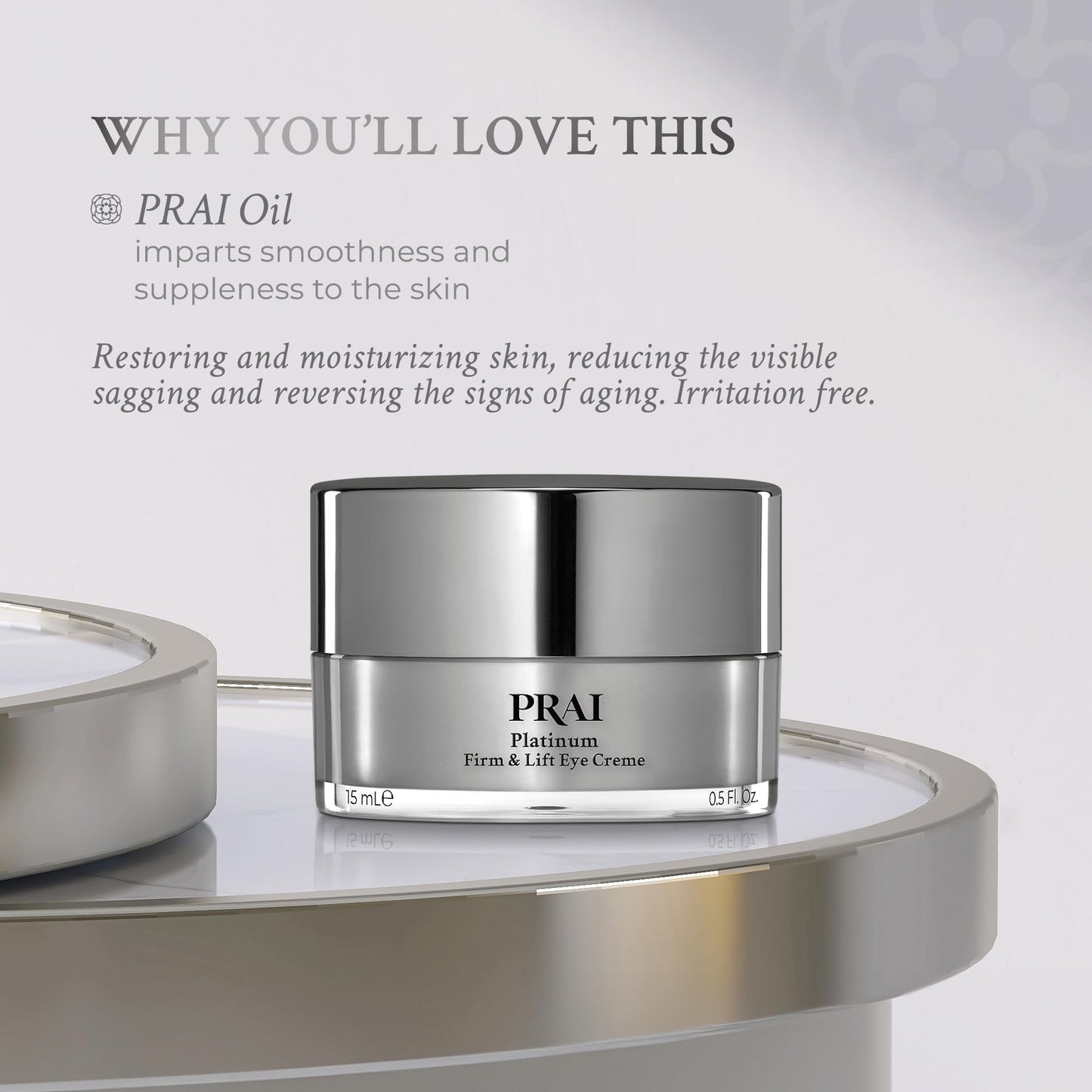 PRAI Beauty Platinum Firm and Lift Eye Creme - Tightening and Firming Eye Cream - Anti-Aging Under Eye Cream - Irritation Free - 0.5 Oz Beauty & Personal Care PRAI