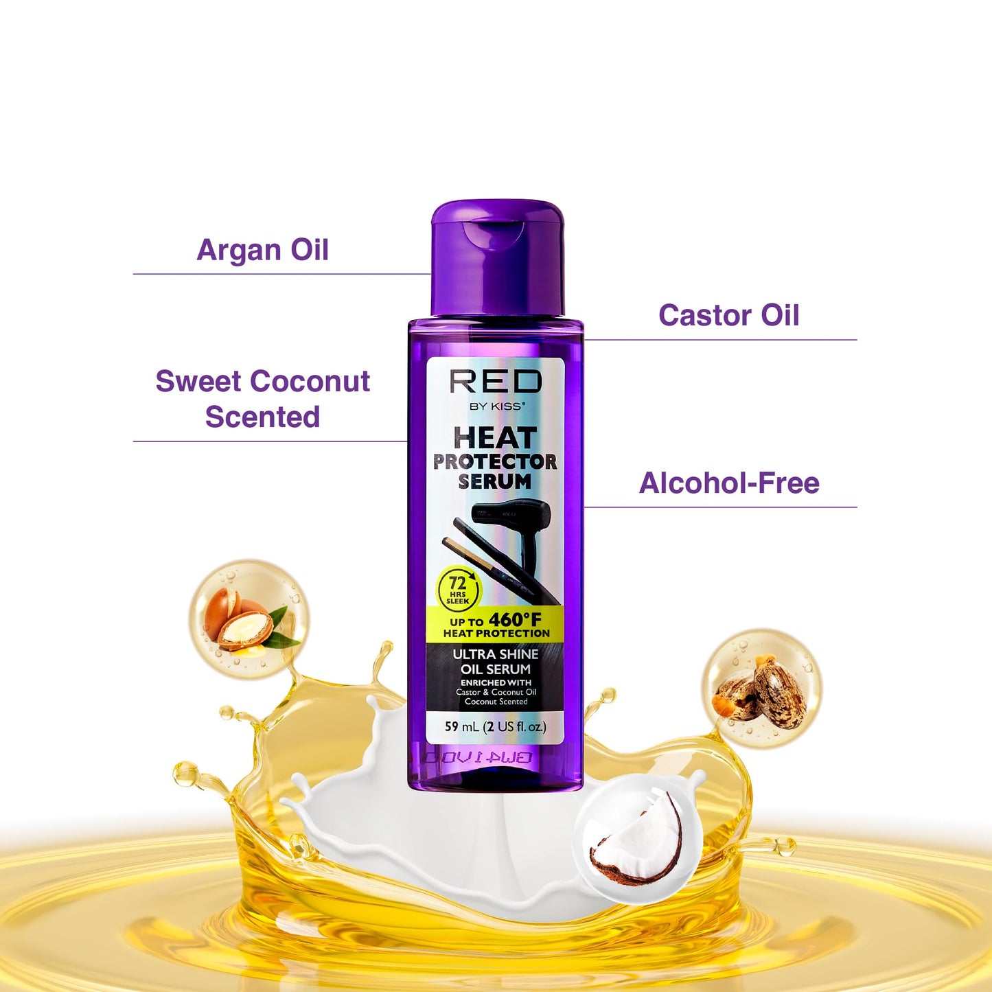 Red by Kiss Heat Protector Hair Styling Serum, Thermal Protection Ultra Shine Oil Serum, Protects Hair from Heat Damage, Anti Frizz Strengthening Beauty & Personal Care Red by Kiss