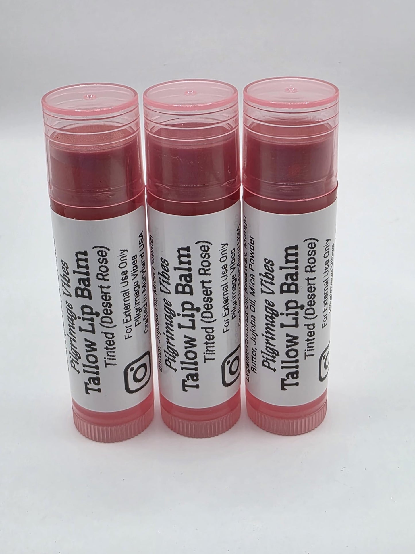 Tallow Lip Balm (3 Pack) (Tinted Desert Rose) Handmade Grass Fed Beef Tallow Lip Balm with Nourishing Oils Beauty and Personal Care Pilgrimage Vibes