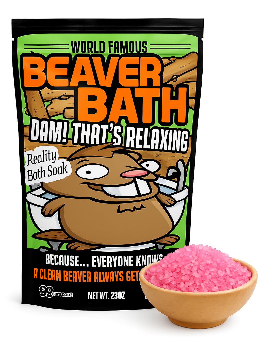 Beaver Bath Soak - Pink Bath Salts Funny Spa Gift for Women & Men - Hilarious Bachelorette Party Favor, Birthday Gift, Christmas Stocking Stuffer, Gag Beauty and Personal Care Gears Out