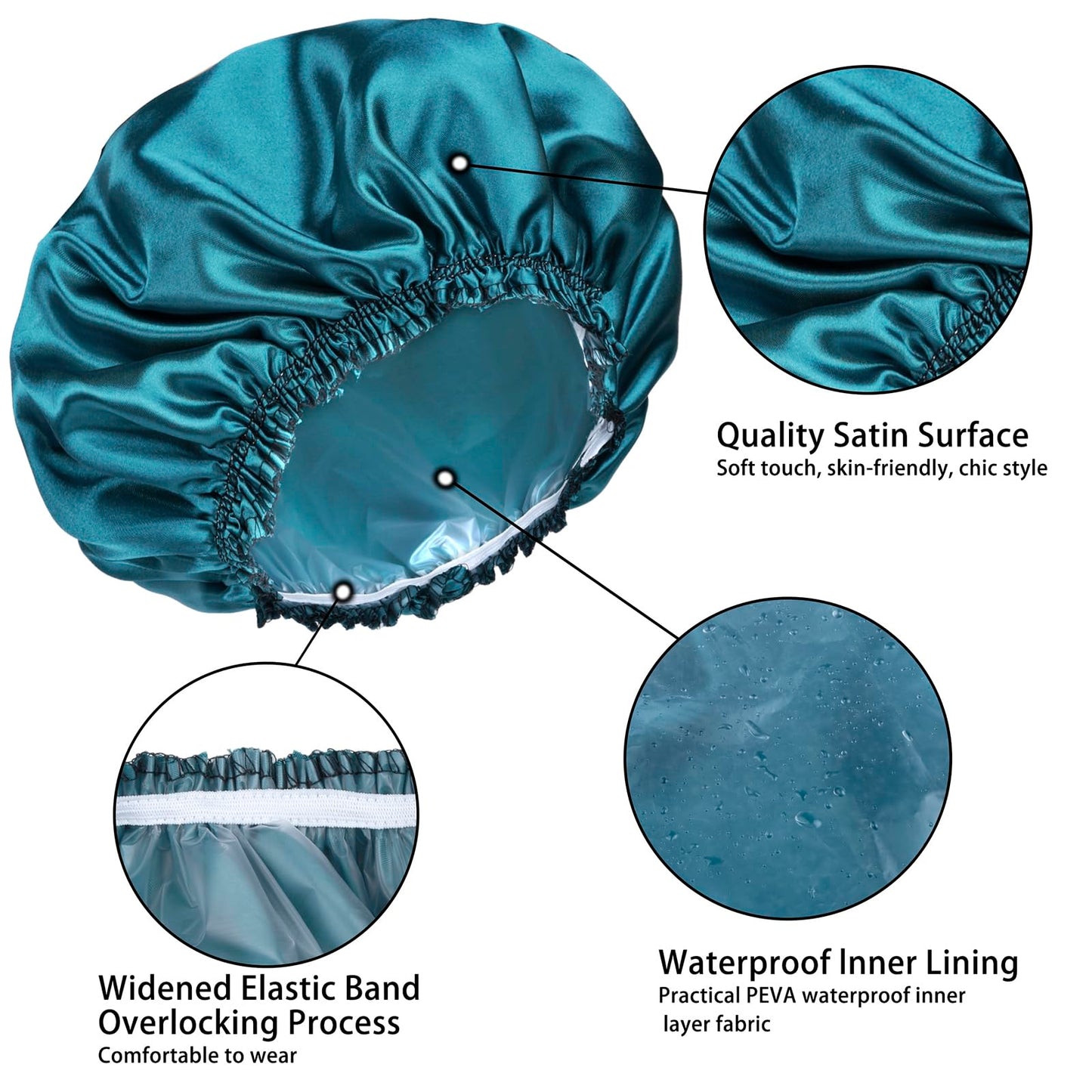 Shower Caps for Women, 4 PCS Elastic and Reusable Bath Caps, Double Waterproof Layers Shower Cap, Bathing Shower Caps, Environmental Protection Hair Beauty and Personal Care CHFONG