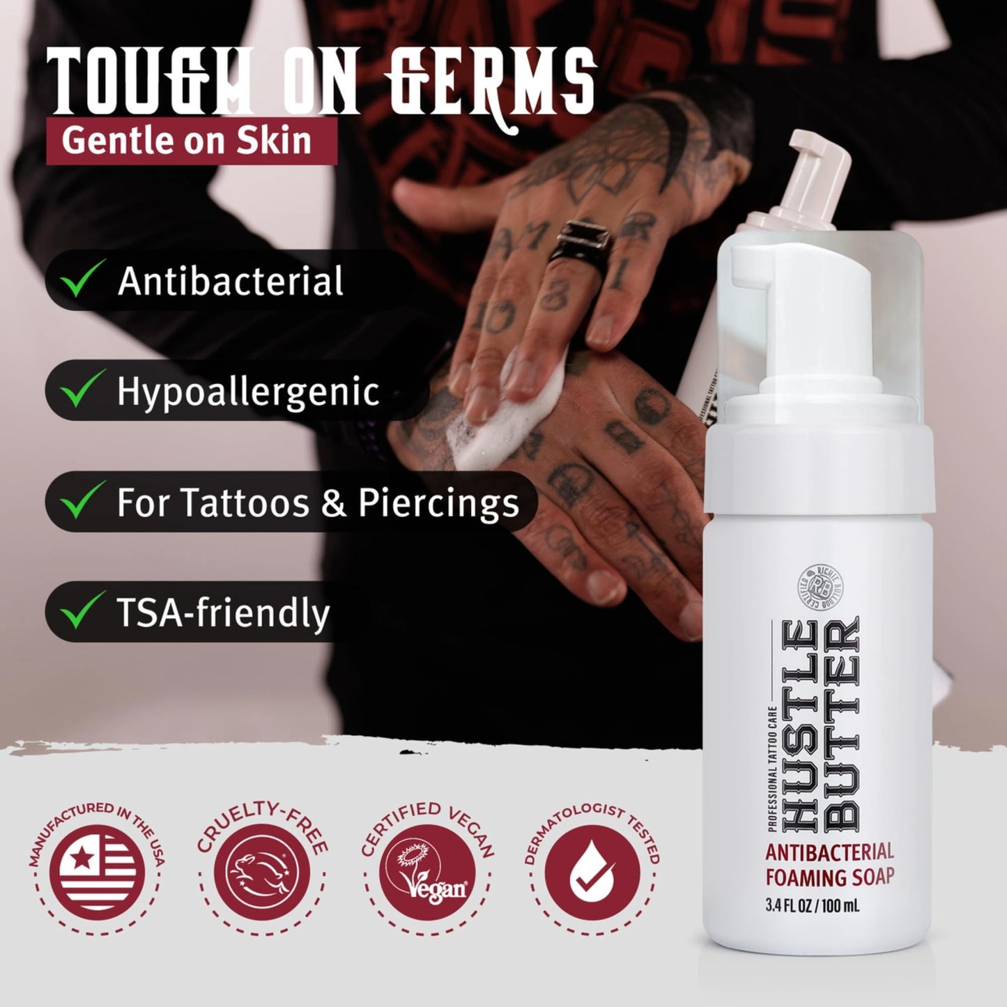 Hustle Butter Tattoo Aftercare Kit - Tattoo Balm, Antibacterial Soap, and Aftercare Wrap - TSA-Friendly Balm & Soap - Easy Removal, Mess-Free Wrap Beauty and Personal Care Hustle Butter Deluxe