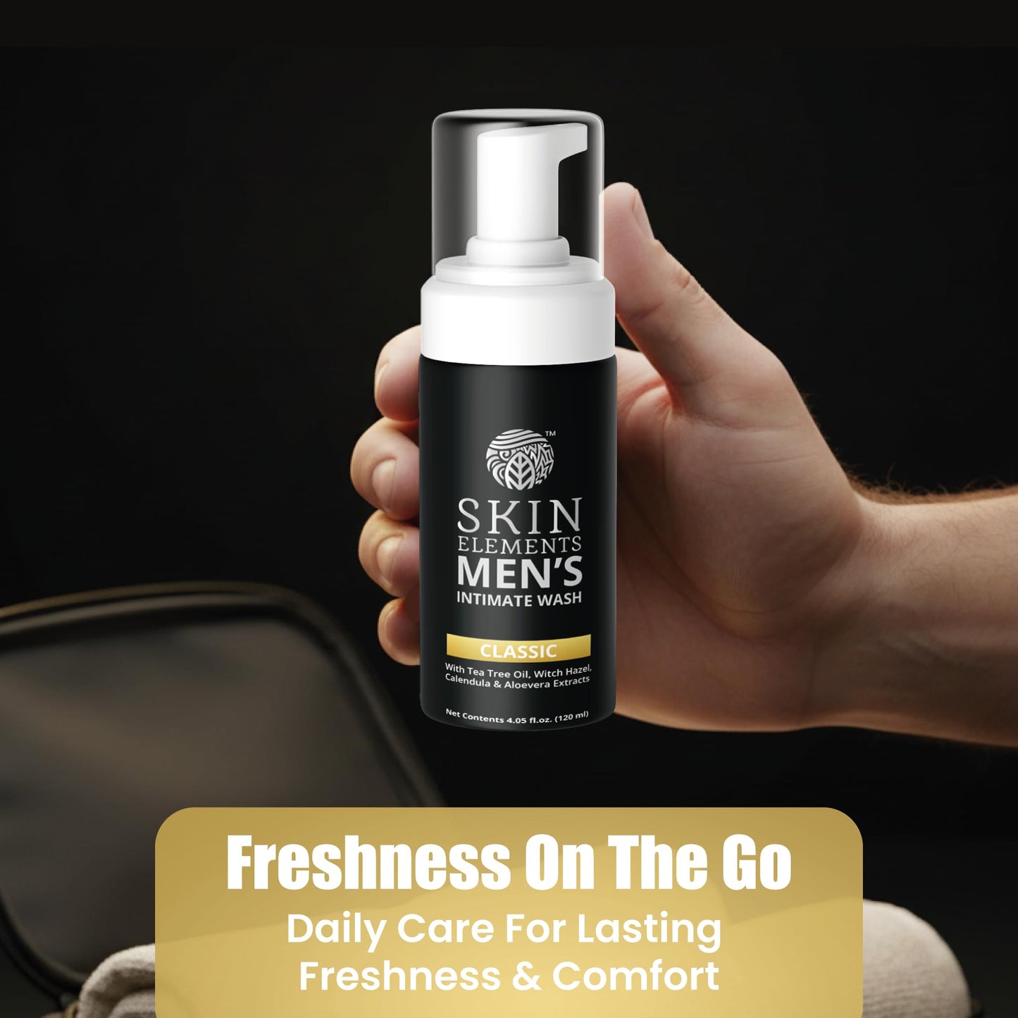 Skin Elements Intimate Wash for Men | pH Balanced Foaming Wash with Tea Tree Oil & Aloe Vera | Soothes, Refreshes & Maintains Hygiene | 4.05 fl. oz. | Beauty & Personal Care Skin Elements