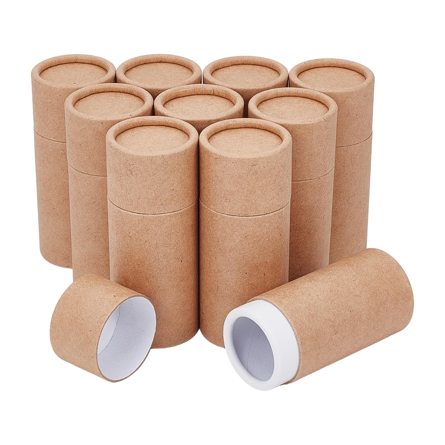 NICENEEDED 10 PCS Paperboard Lip Balm Tubes, 10ml Push-Up Style Empty Krafts Paper Solid Lip Gloss Container, Refillable Round Tubes for DIY Homemade Beauty and Personal Care NICENEEDED
