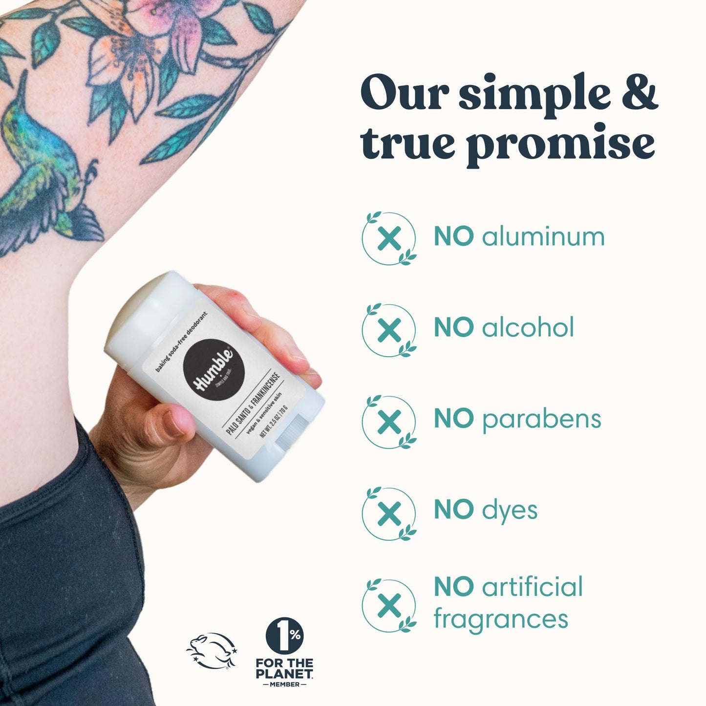 Humble Aluminum-Free Deodorant for Women & Men, Palo Santo & Frankincense - Baking Soda-Free Natural Deodorant Stick for Sensitive Skin with Essential Beauty and Personal Care HUMBLE SIMPLE AND TRUE.