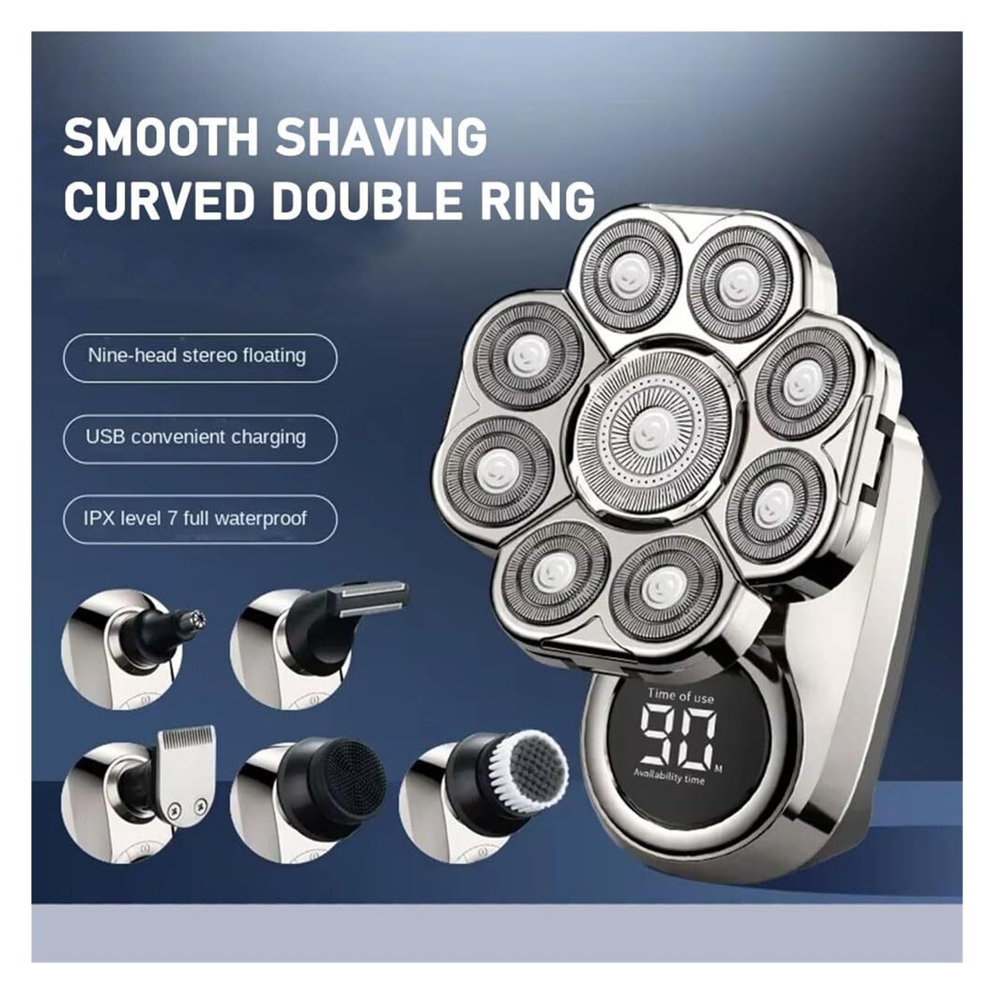 MDNHHBPZ Bawldy Pro Head Shaver, 9D Floating Blade Heads, Intelligent LED Display IPX7 Waterproof Wet Dry Shaving, Rechargeable Cordless Razor(1 Set Beauty and Personal Care MDNHHBPZ