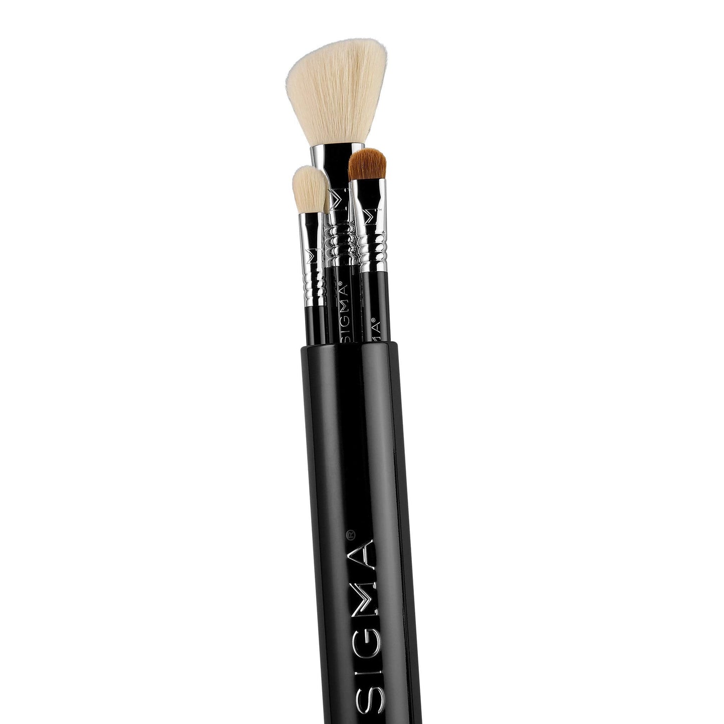 Sigma Beauty Travel Essential Trio - Makeup Brush Set for Foundation Powder Eyeshadow - 3 Tool Brushes with Brush Tin Holder - Skin Safe, Vegan Makeup Beauty & Personal Care Sigma Beauty