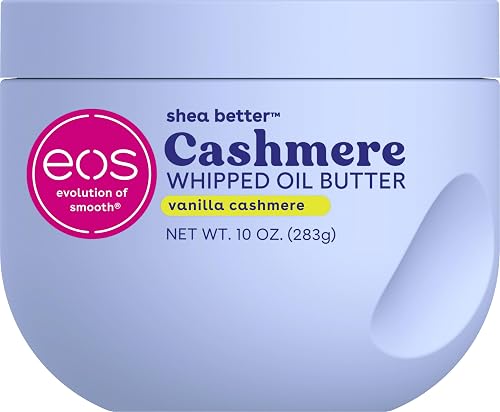 eos Cashmere Whipped Oil Body Butter, Vanilla Cashmere, 72 Hour Weightless Moisture For Dry Skin, Rich Formula and Deep Hydration, Body Care, 10 oz Beauty & Personal Care eos