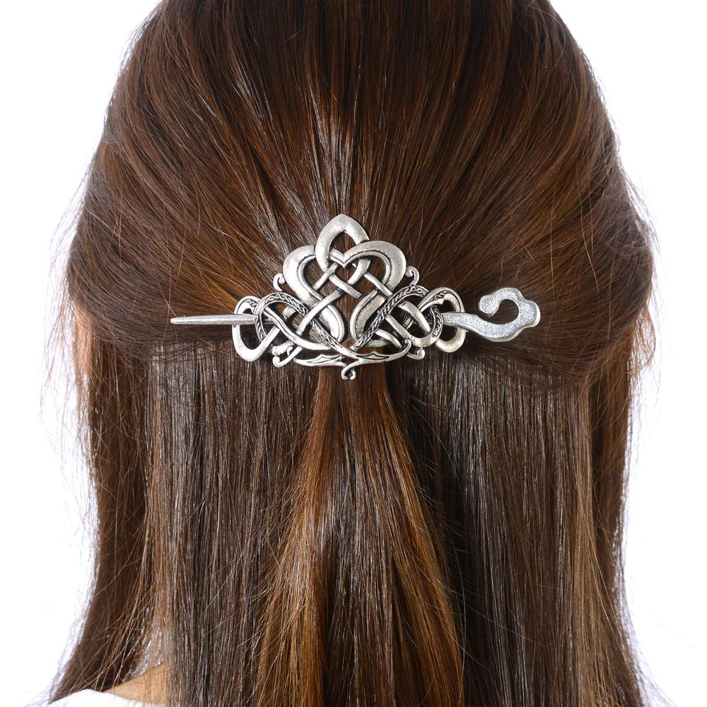 Viking Celtic Hair Clips Hairpins- Viking Hair Accessories Celtic Knot Hair Pins Antique Silver Hair Sticks Irish Hair Decor Accessories for Long Hair Beauty & Personal Care LQQQL