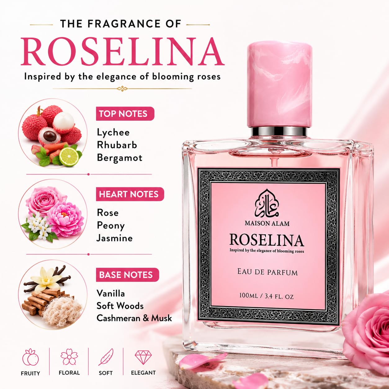 Maison Alam Roselina Long Lasting Perfume for Women, Eau De Parfum, 100 ml Beauty & Personal Care AJO MERCHANDISE