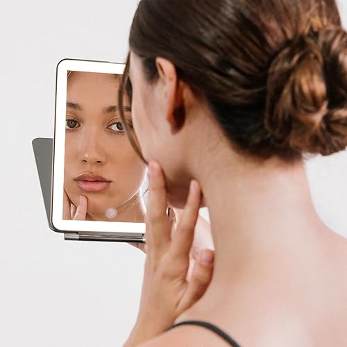 Vanity Planet Handheld Makeup Mirror with Lights, Mini Pose 2.0 (Blush) - Travel LED Mirror with 3X & 5X Magnification - Dimmable Lighting & Micro-USB Beauty & Personal Care Vanity Planet