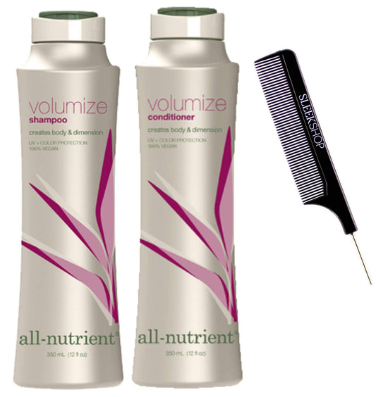 All-Nutrient VOLUMIZE Shampoo & Conditioner DUO SET, For Added Hair Volume & Dimension (w/Sleek Comb) UV+ Color Protection, 100% Vegan (12 oz + 12 oz Beauty & Personal Care All Nutrient