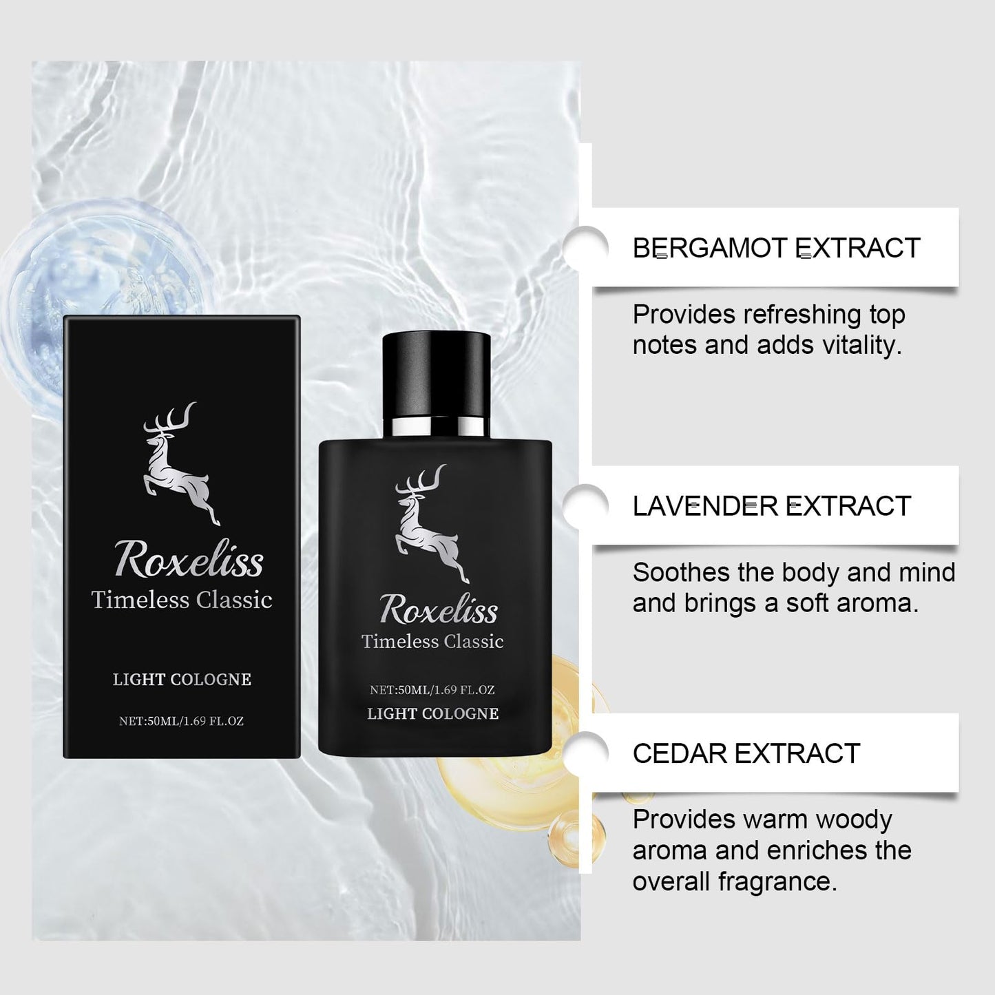 Roxeliss 50ML/1.69FL.0Z Charming Perfume Classic Cologne Natural Fresh Exudes Temperament Long-lasting Fragrance Elegant Portable Dating Perfume Beauty & Personal Care Roxeliss