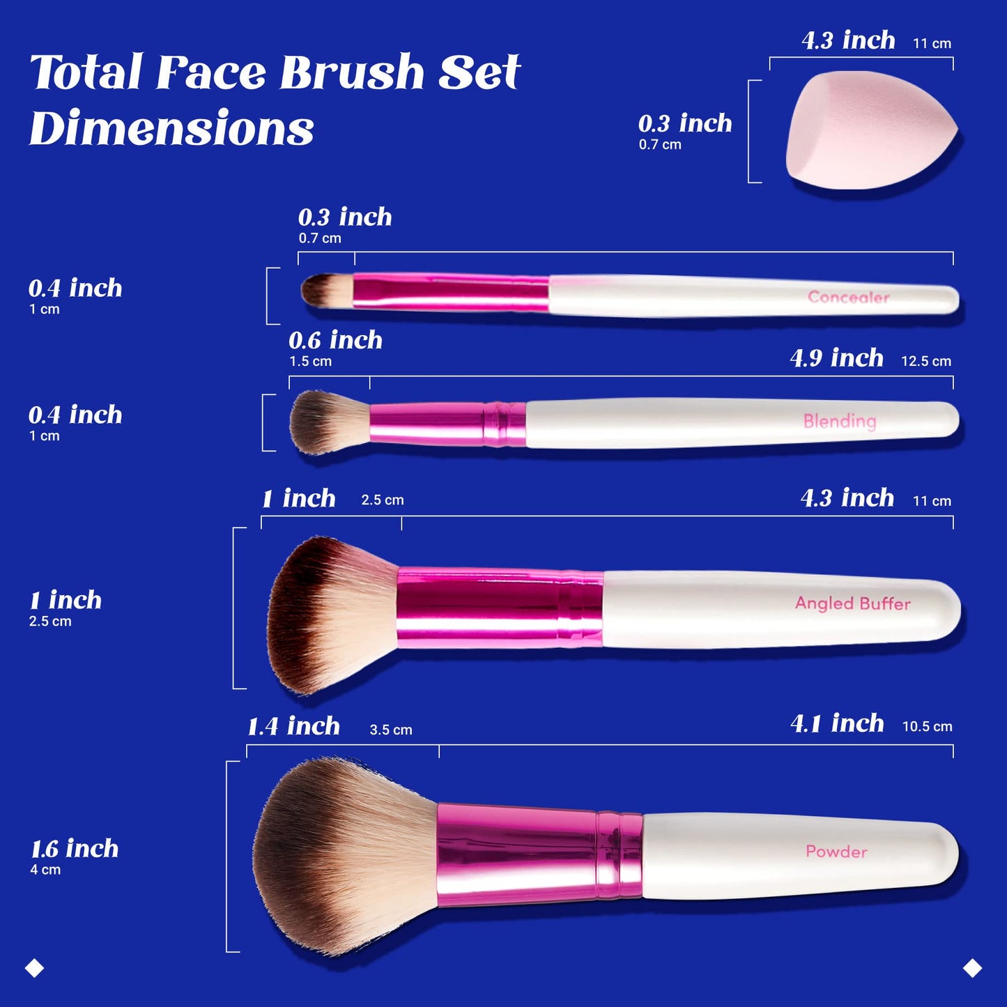 Ruby Kisses Makeup Brushes Travel Size Complexion Brush Set, Powder, Angled Buffer, Blending, Concealer Brush and Blending Sponge, Travel Friendly 5 Beauty & Personal Care Ruby Kisses