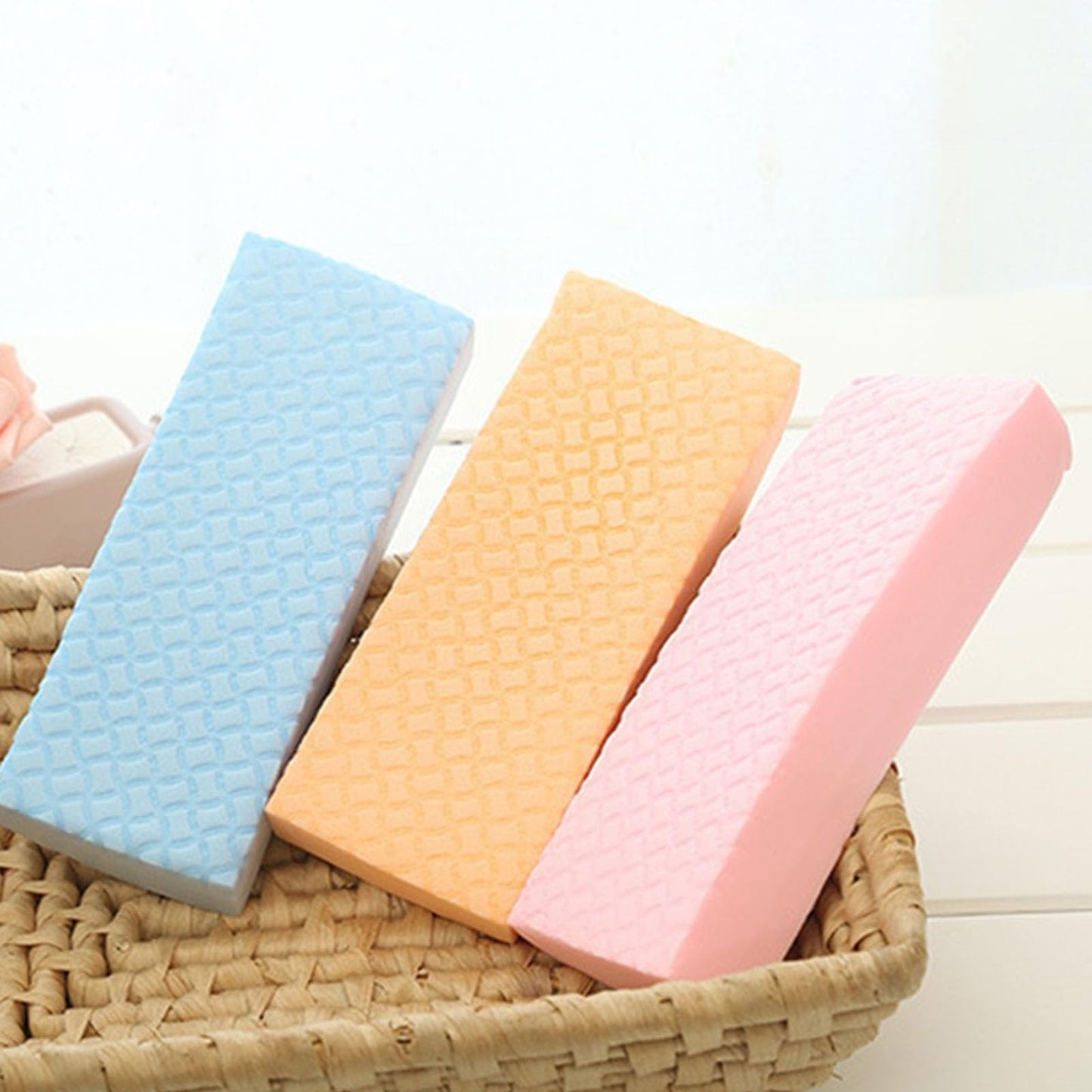 KHAOL 4 Pcs Square Shape Magic Exfoliating Body Scrubber for Shower, Exfoliating Bath Sponge for Gentle Cleansing, Reusable Skin-Friendly Back Rubbing Beauty and Personal Care KHAOL