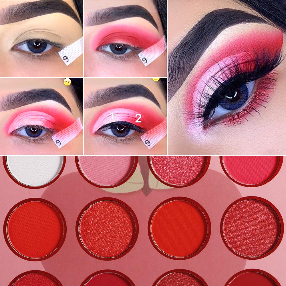 Red Pink Eyeshadow Palette, DE’LANCI Professional Matte Shimmer High Pigmented 12 Colors Eye Shadow Makeup Pallet, Waterproof Blendable Small Beauty & Personal Care ecofavor