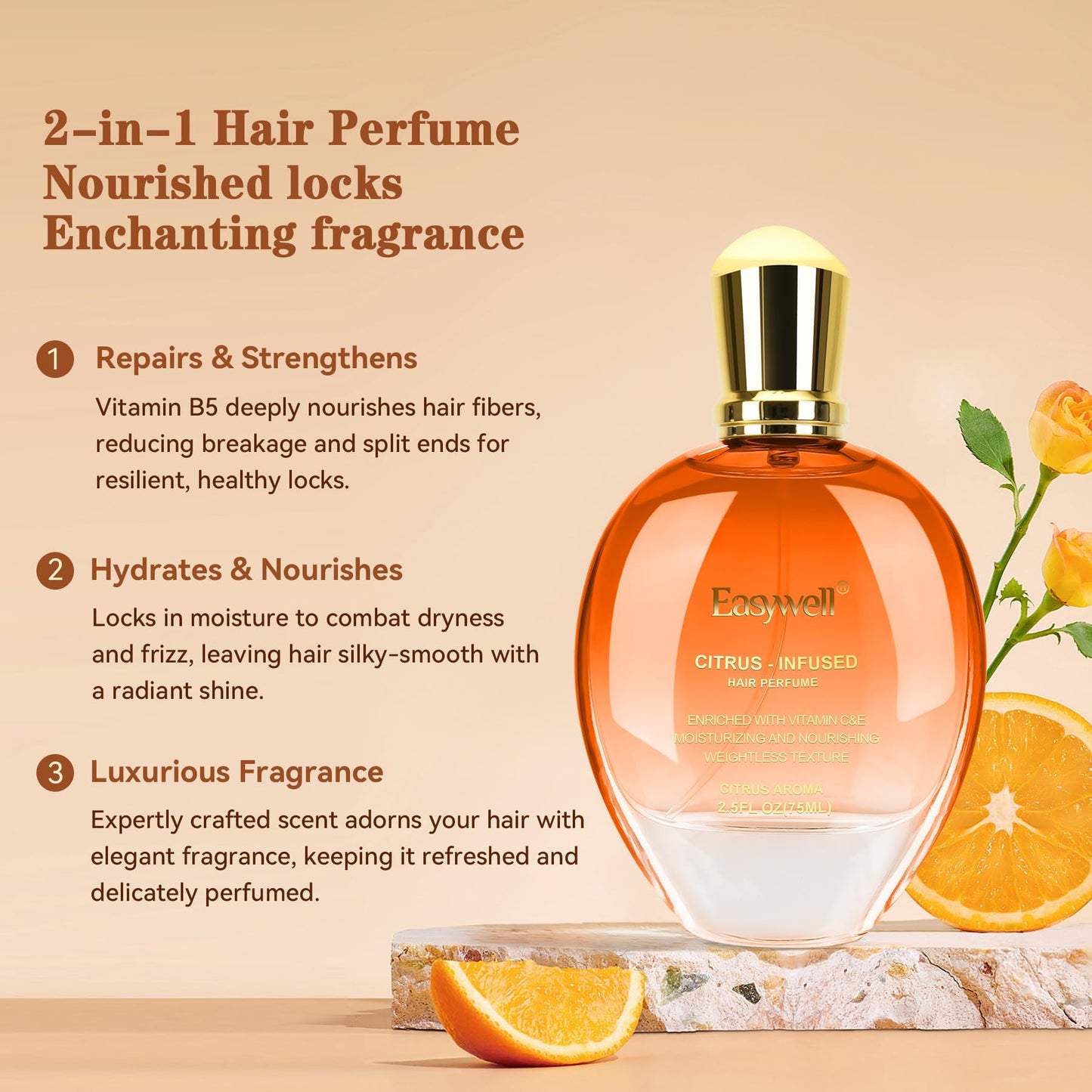EASYWELL Hair Perfume for Women, Christmas Gift Birthday Gifts for Mom and girls, Leave In Conditioner Spray with Vitamin B5, Hair Care Fragrance Beauty & Personal Care EASYWELL