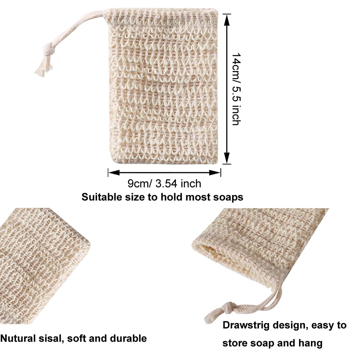 Trounistro 30 Pack Soap Exfoliating Bags Pouch Soap Saver Natural Ramie Mesh Soaps Bag Hand Made Soaps Bag with Drawstring for Bath & Shower Use Beauty & Personal Care Trounistro