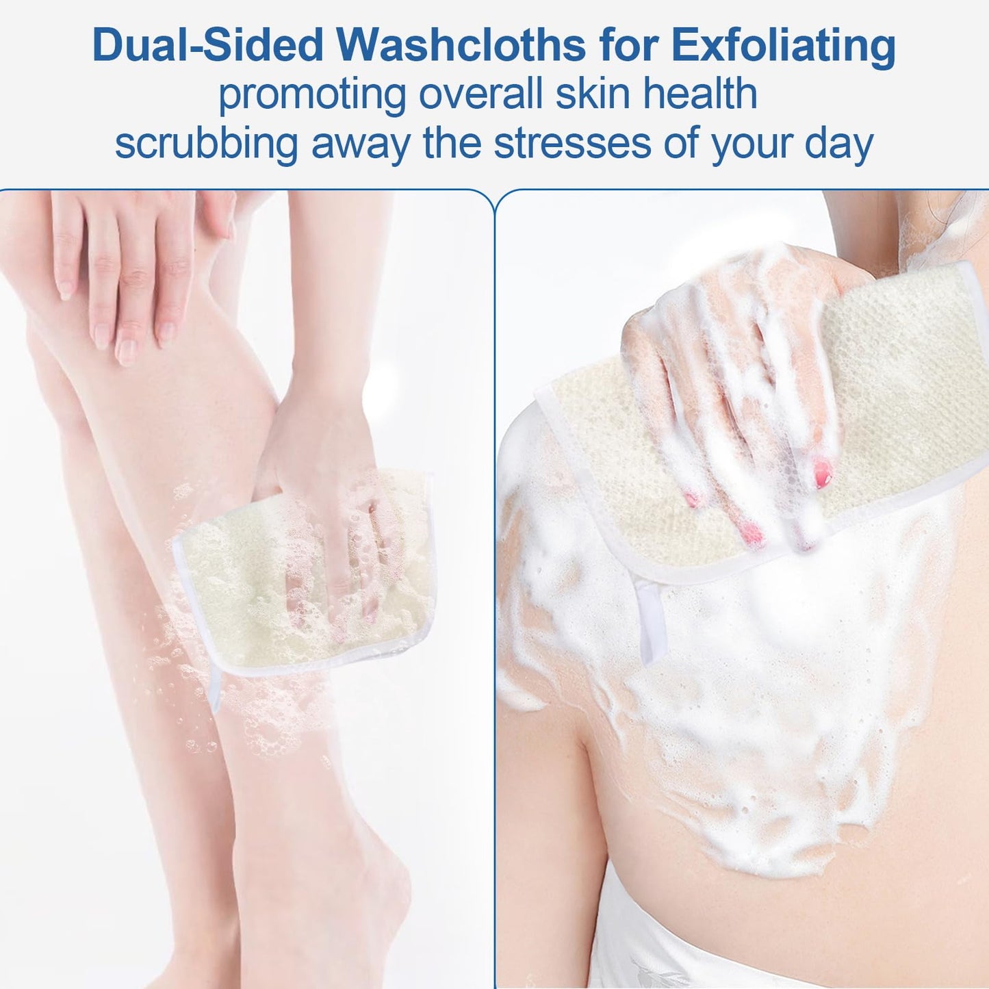 Exfoliating Washcloth (3 Pack), Shower Cloth for Body and Face Exfoliator Scrubber, Two Sides Exfoliate Shower Rag Wash Cloths Nylon Cotton Loofah Beauty and Personal Care GigaGround