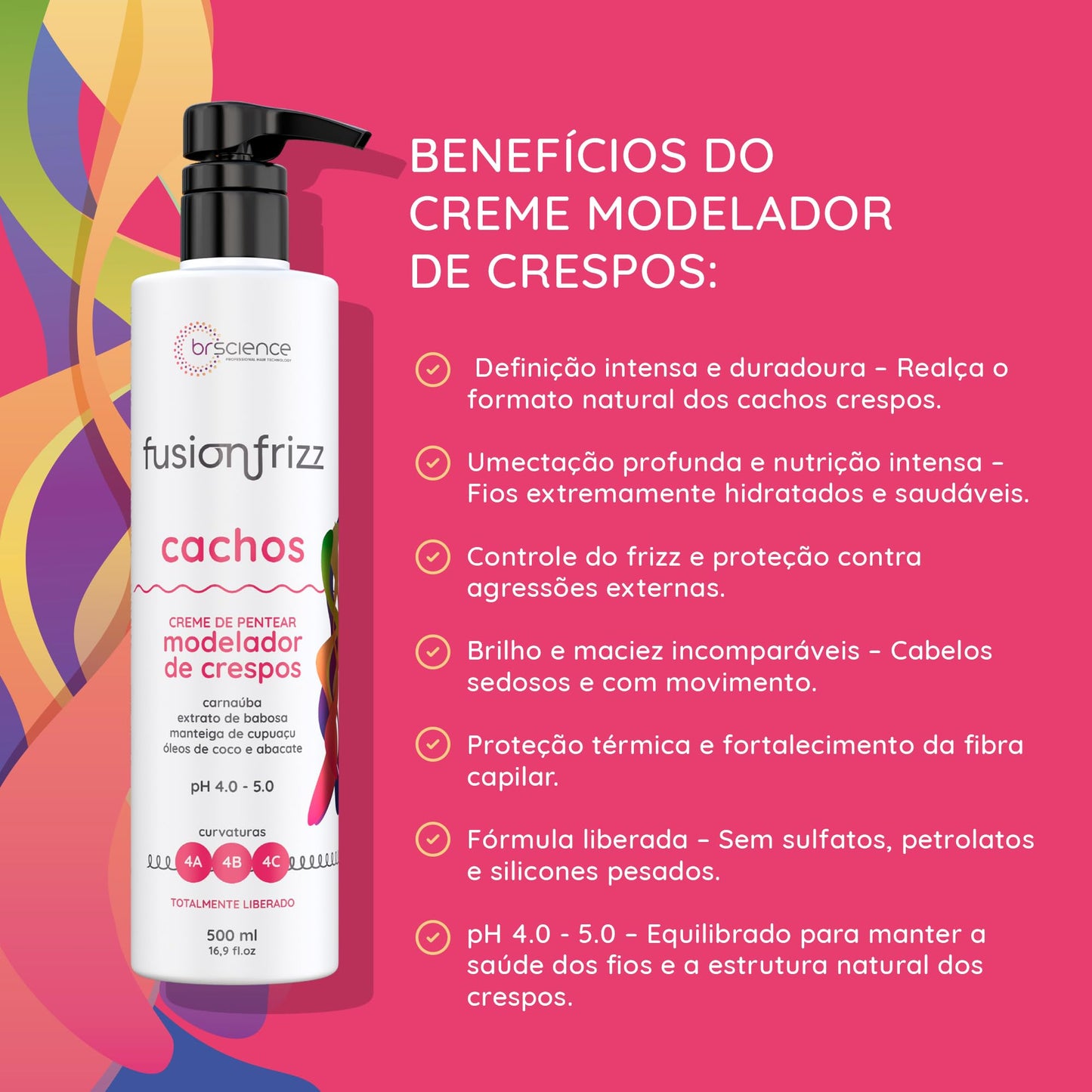 Brscience Fusionfrizz Curls 4A, 4B, 4C - Curly Styling Combing Cream 500ml Beauty & Personal Care Brscience