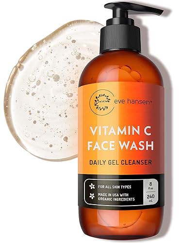Vitamin C Cleanser Face Wash - HUGE 8 oz Gentle Facial Cleansing Gel for Uneven Skin Tone, Age Spots and Fine Lines - Natural Face Soap with Aloe Beauty & Personal Care Eve Hansen