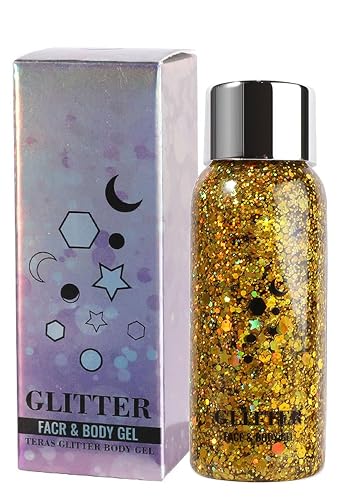 JUDEWY Body Glitter Gel, Face Glitter Body Glitter Glitter Liquid Eyeshadow, Face Hair Nail Glitter, Holographic Makeup Festival Glitter Makeup (03) Beauty & Personal Care JUDEWY
