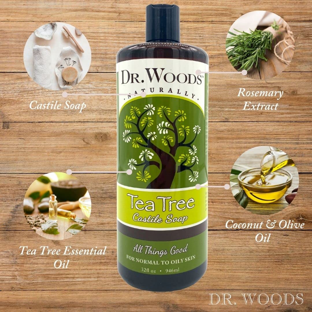 Dr. Woods Pure Tea Tree Liquid Castile Soap - Castile Soap with Organic Shea Butter for Body, Hands, and Face, for Men and Women - 32 Fl Oz Beauty & Personal Care Dr. Woods