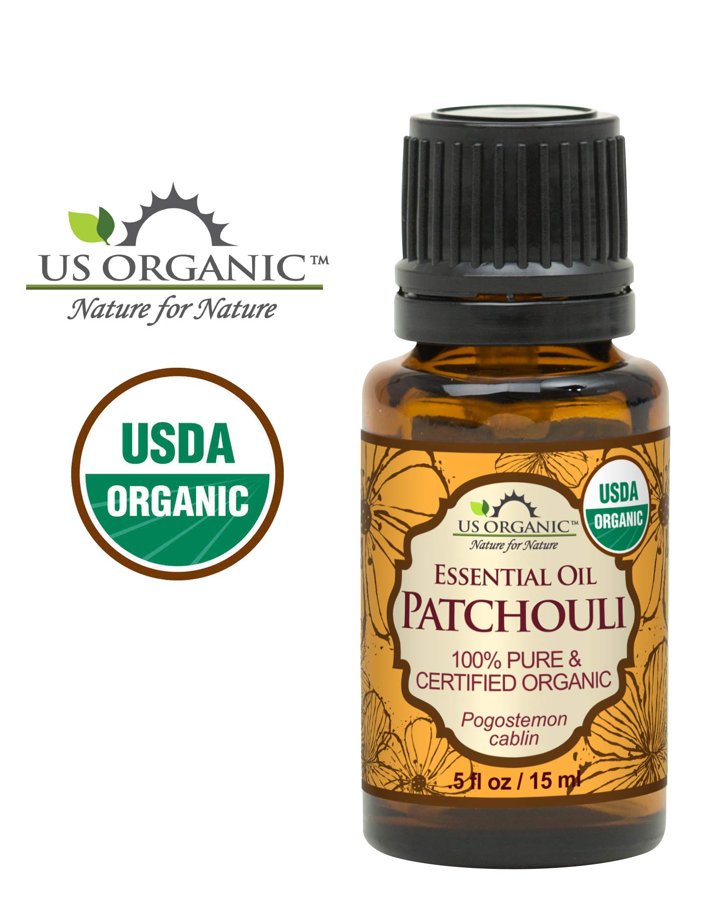 US Organic 100% Pure Patchouli Essential Oil - USDA Certified Organic, Steam Distilled - W/Euro droppers (More Size Variations Available) (15 ml / .5 Beauty & Personal Care US Organic