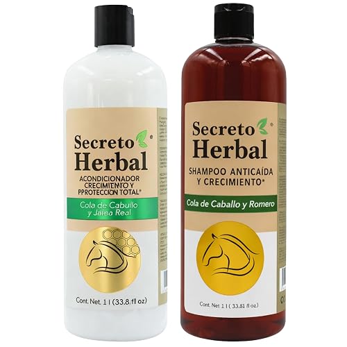 Secreto Herbal Shampoo & Conditioner Set 1L Each - Cola de Caballo, Romero & Jalea Real Hair Growth & Strengthening System, Anti-Breakage & Nourishing Beauty & Personal Care Tu Salud Plus