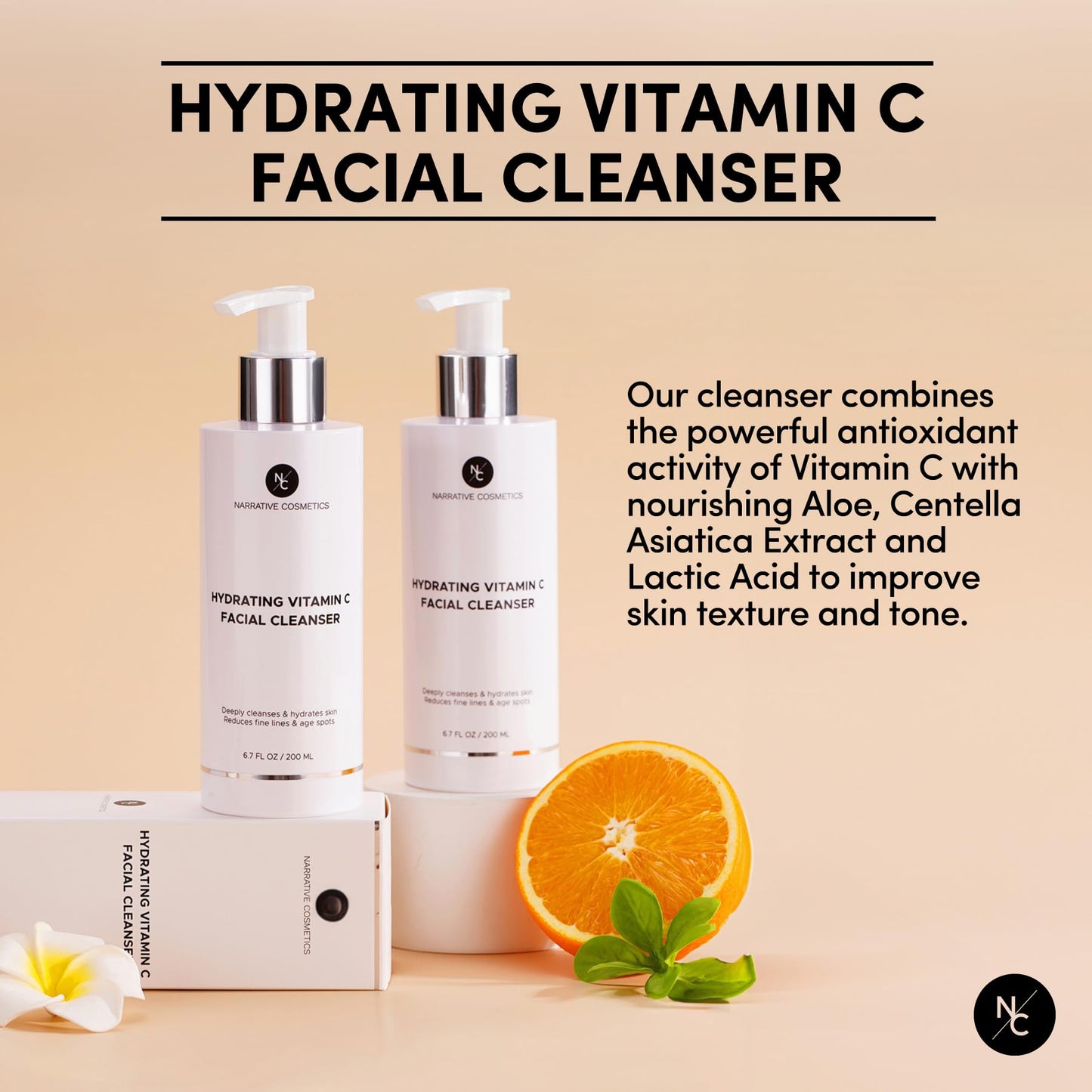 Narrative Cosmetics Vitamin C Face Wash Cleanser - Ultimate Water-Based Face Cleanser for Women - Anti-Aging and Gentle for All Skin Types- 6.7 Fl Oz Beauty & Personal Care Narrative Cosmetics