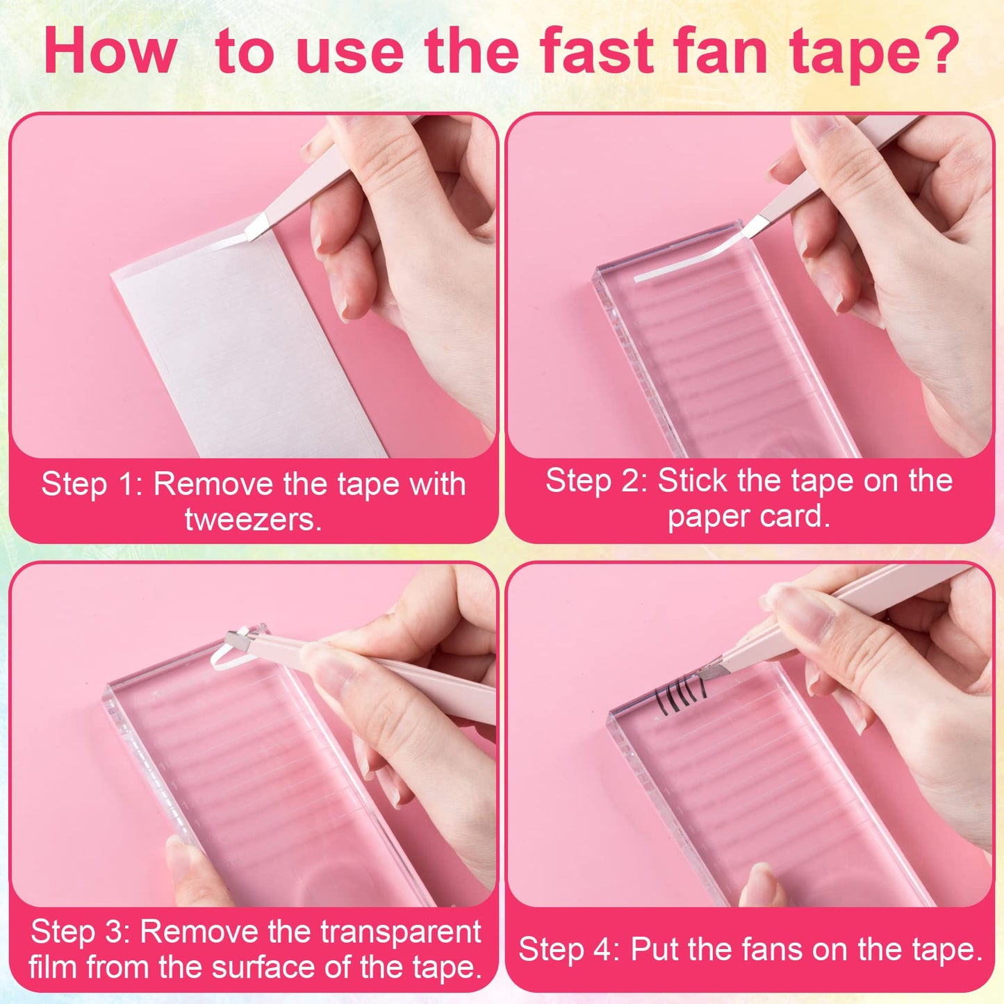 OIIKI False Eyelash Fans Paper Tape 1000pcs, Double Sided Adhesive Eyelash Fan Tape Holder Sticky Lash Strip, Eyelash Extensions Storage Tape Fast Fan Beauty & Personal Care OIIKI