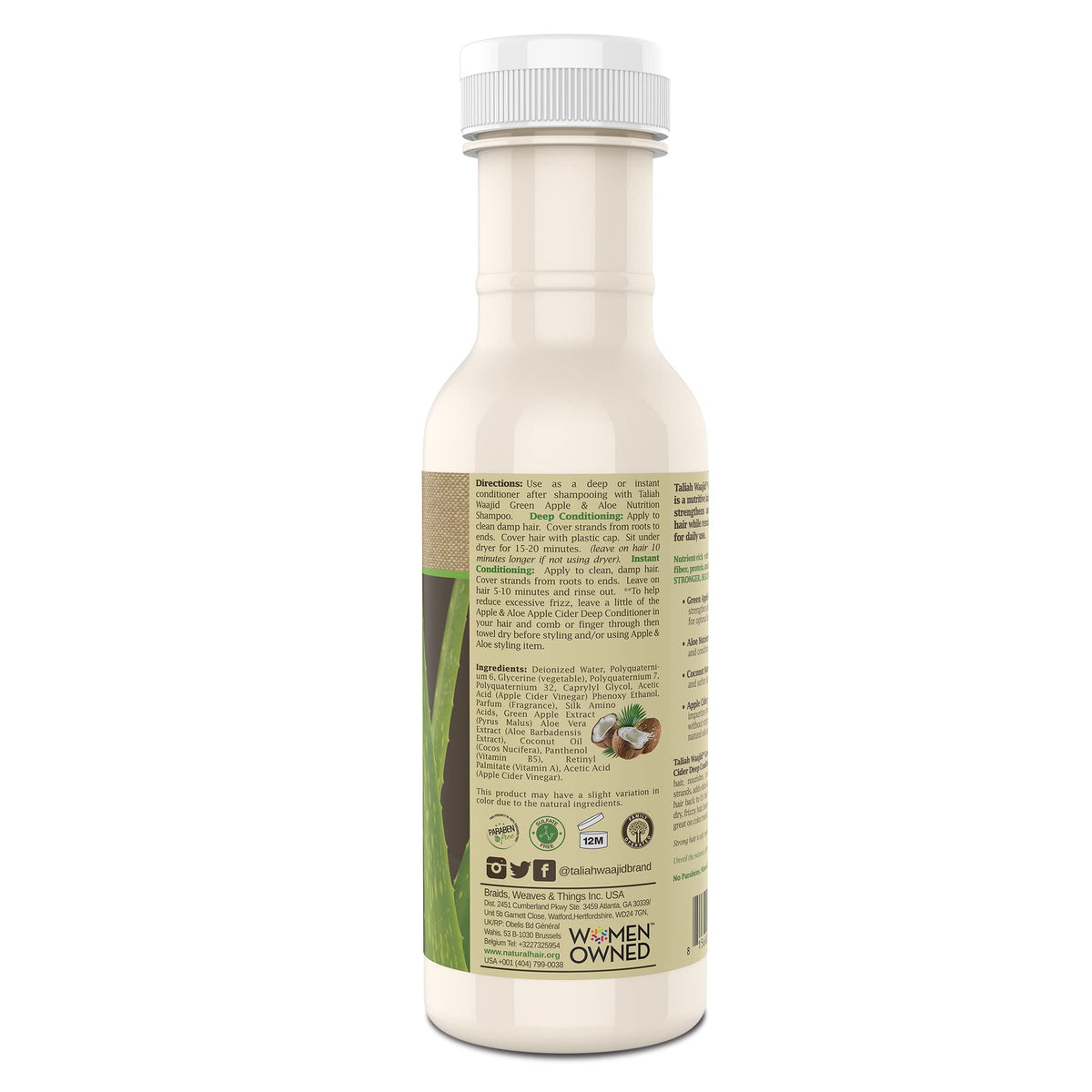Taliah Waajid Green Apple Aloe with Coconut Nutrition Apple Cider Deep Conditioner | Curl Conditioner Vitamins, Protein Formula | Softer, Smoother