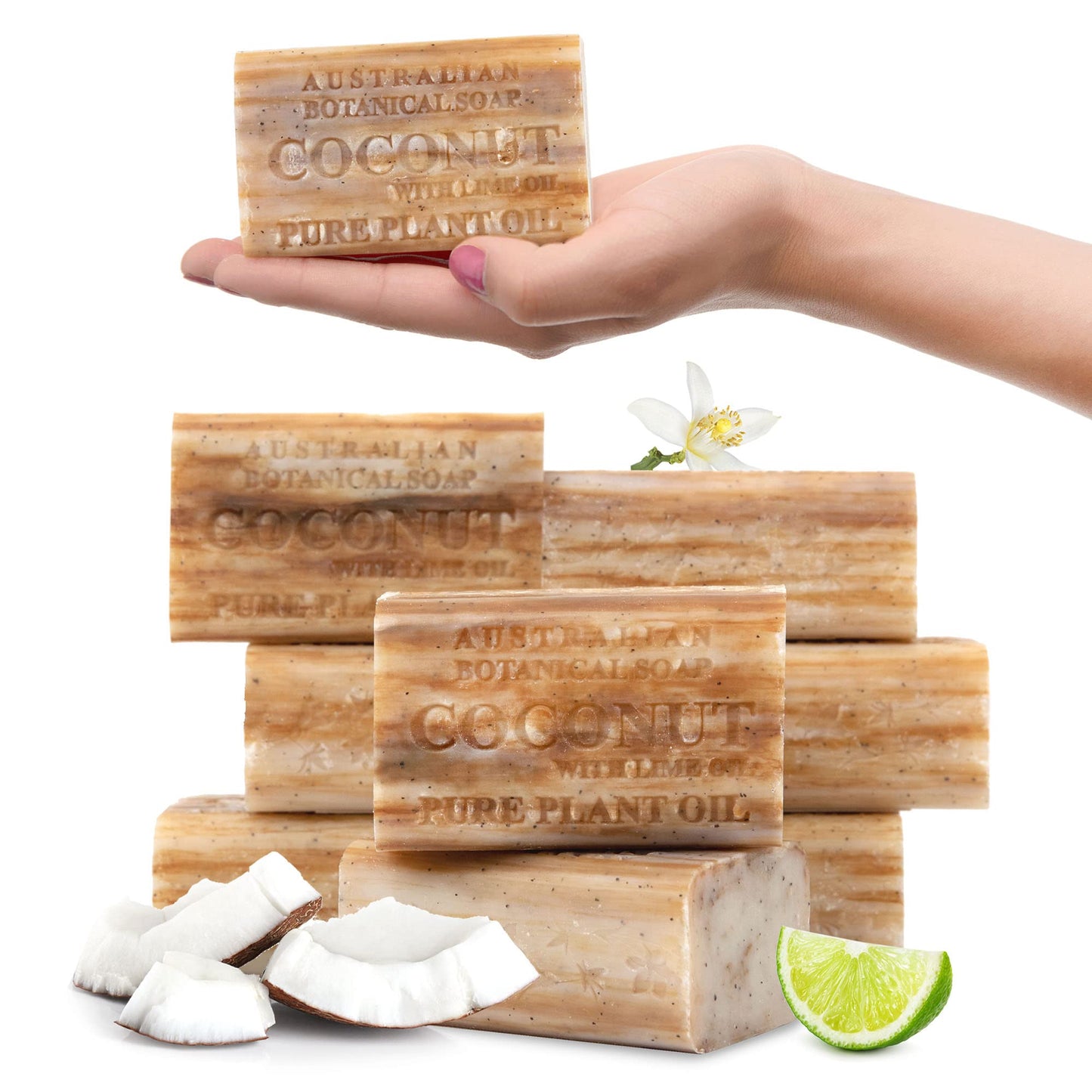 Australian Botanical Soap, 6.6 OZ, Coconut and Lime Oil, Triple Milled Bars made with a Natural Soap Base and Enriched with Organic Shea Butter, Pack Beauty & Personal Care Australian Botanical Soap