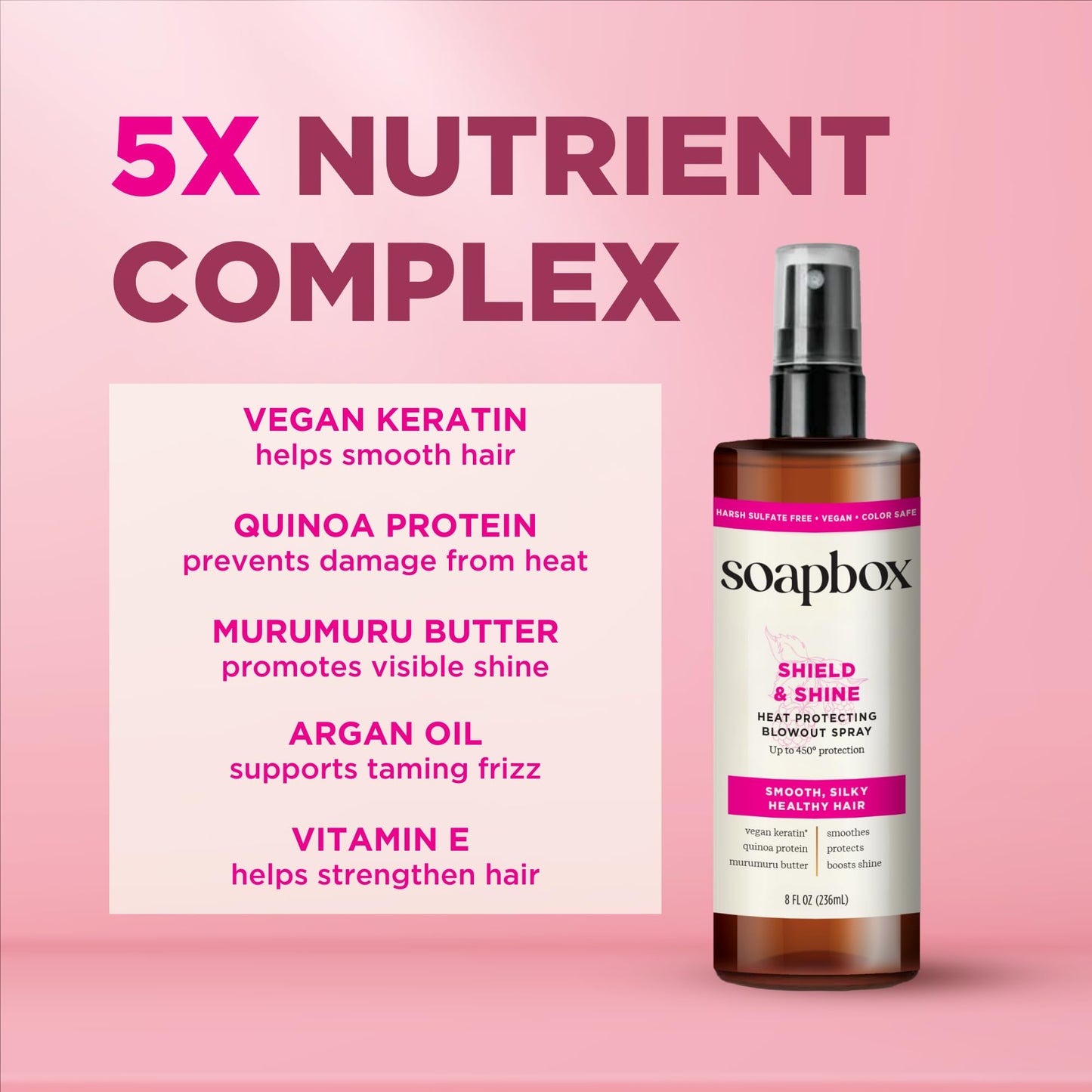 Soapbox Heat Protectant Spray, 8oz - Strengthening Hair Care, 3-in-1 Heat Protection, Shine Boosting, Anti Frizz Hair Spray, Vegan, Silicone Free Beauty & Personal Care Soapbox