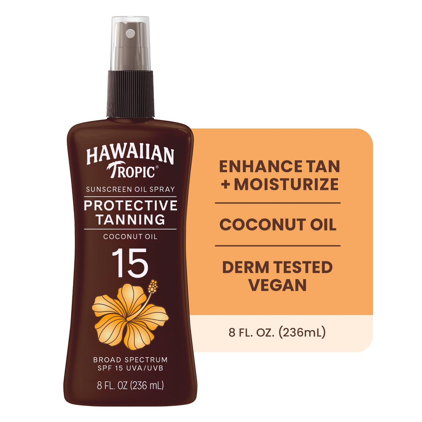 Hawaiian Tropic Sunscreen Protective Tanning Dry Oil Broad Spectrum Sun Care Sunscreen Spray - SPF 15, 8 Ounce, Sun Beauty & Personal Care Hawaiian Tropic